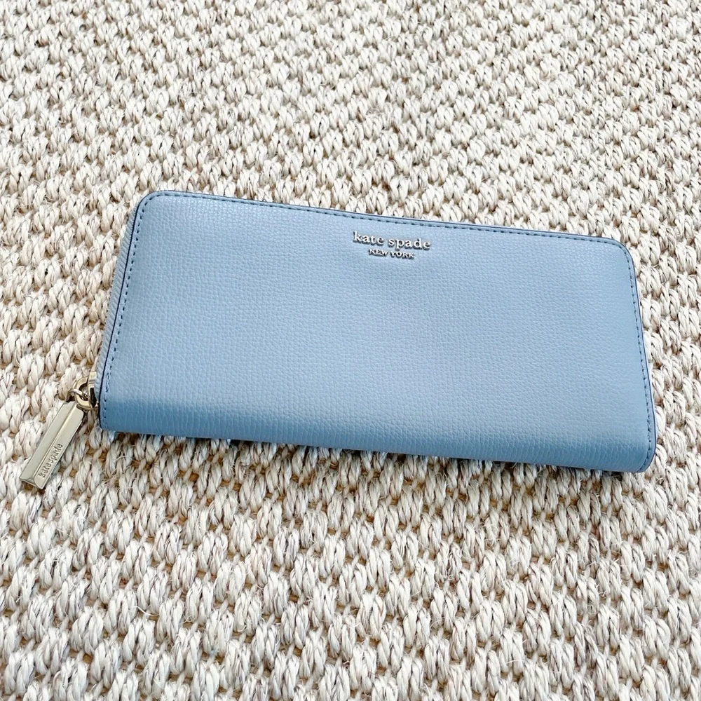 kate spade light blue zip-around continental wallet - Picture 2 of 8
